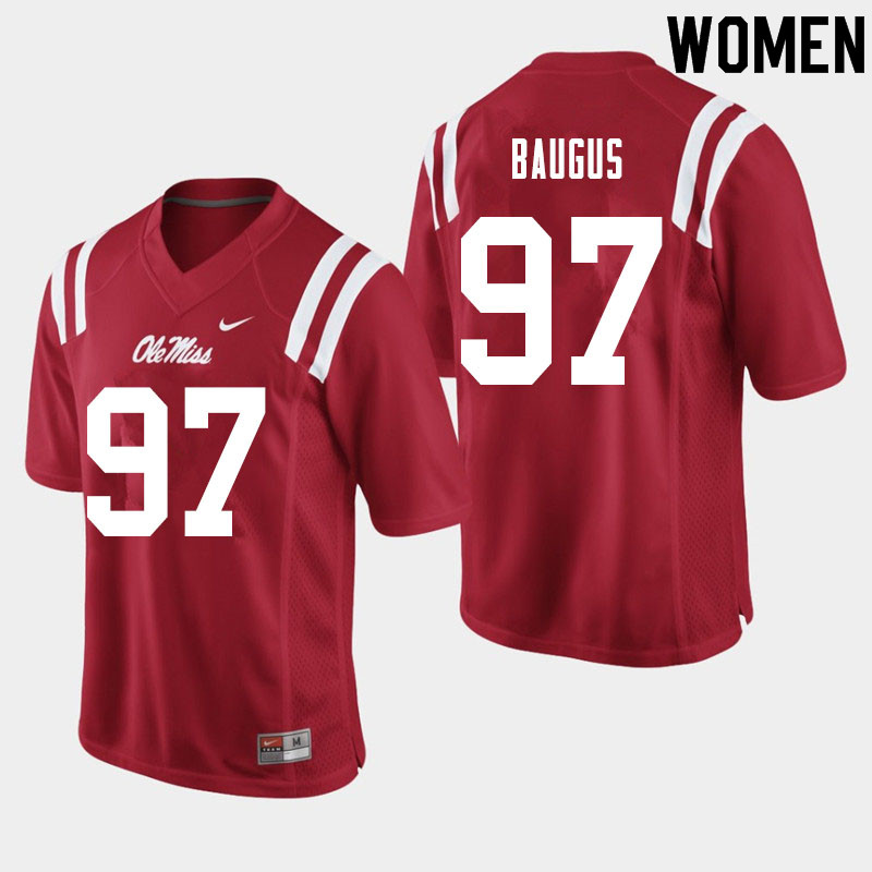 Women #97 Michael Baugus Ole Miss Rebels College Football Jerseys Sale-Red